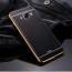 VAKU ® Samsung Galaxy A8 Leather Stitched Gold Electroplated Soft TPU Back Cover