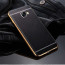 VAKU ® Samsung Galaxy A8 (2016) Leather Stiched Gold Electroplated Soft TPU Back Cover