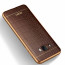 VAKU ® Samsung A8 European Leather Stitched Gold Electroplated Soft TPU Back Cover