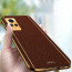 Vaku ® Vivo V21 5G Luxemberg Series Leather Stitched Gold Electroplated Soft TPU Back Cover