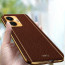 Vaku ® Vivo T1 4G Luxemberg Series Leather Stitched Gold Electroplated Soft TPU Back Cover