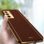 Vaku ® Vivo V23e 5G Luxemberg Series Leather Stitched Gold Electroplated Soft TPU Back Cover