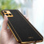 Vaku ® Vivo Y21G  Luxemberg Series Leather Stitched Gold Electroplated Soft TPU Back Cover