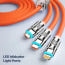 Vaku Luxos ® 3-in-1 Fast Charging Data Sync Cable 120W Durable Silicone Cable With Lightning, C-Type, Micro USB Ports